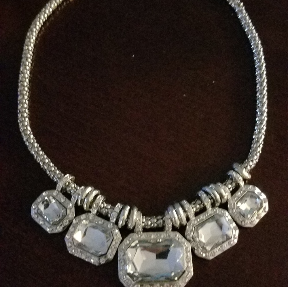 Necklace in silver and imitation of brilliants ... - Picture 3 of 3
